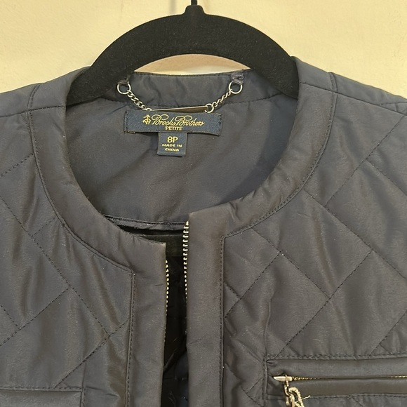 Brooks Brothers Navy Quilted zip jacket diamond petite - Picture 4 of 6